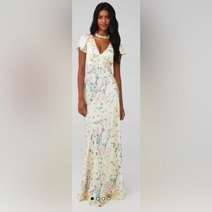 Selkie the flutter yellow floral  Slip Dress, size small